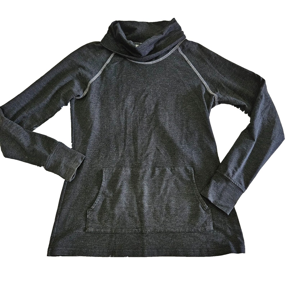 Kuhl Women's Sz M Dark Gray‎ Cowl Neck Kangaroo Pocket Activewear Sweatshirt